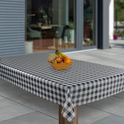 laro Wachstuch-Tischdecke Abwaschbar Garten-Tischdecke Wachstischdecke PVC Plastik-Tischdecken Eckig Meterware Wasserabweisend Abwischbar AP, Muster:Blau Weiß Karo, Größe:110x140 von laro