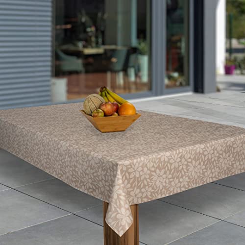laro Wachstuch-Tischdecke Abwaschbar Garten-Tischdecke Wachstischdecke PVC Plastik-Tischdecken Eckig Meterware Wasserabweisend Abwischbar AP, Muster:Blumen Beige Weiß, Größe:110x120 von laro