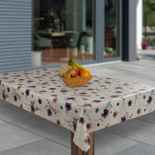 laro Wachstuch-Tischdecke Abwaschbar Garten-Tischdecke Wachstischdecke PVC Plastik-Tischdecken Eckig Meterware Wasserabweisend Abwischbar AP, Muster:Blumen Mandala Ornament, Größe:85x85 von laro