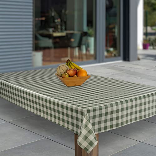 laro Wachstuch-Tischdecke Abwaschbar Garten-Tischdecke Wachstischdecke PVC Plastik-Tischdecken Eckig Meterware Wasserabweisend Abwischbar AP, Muster:Grün Weiß Karo, Größe:118x220 von laro