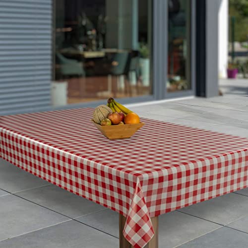 laro Wachstuch-Tischdecke Abwaschbar Garten-Tischdecke Wachstischdecke PVC Plastik-Tischdecken Eckig Meterware Wasserabweisend Abwischbar AP, Muster:Rot Weiß Karo, Größe:118x200 von laro