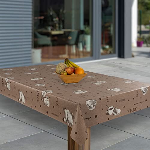 laro Wachstuch-Tischdecke Abwaschbar Garten-Tischdecke Wachstischdecke PVC Plastik-Tischdecken Eckig Meterware Wasserabweisend Abwischbar AS, Muster:Kaffee Bohne Cord, Größe:90x90 von laro