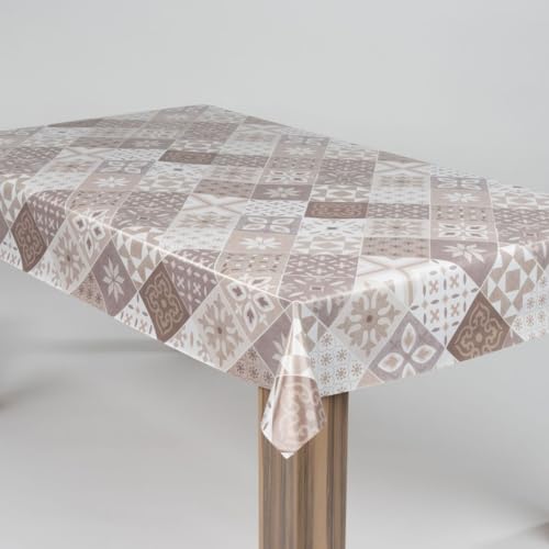 laro Wachstuch-Tischdecke Abwaschbar Garten-Tischdecke Wachstischdecke PVC Plastik-Tischdecken Eckig Meterware Wasserabweisend Abwischbar AS, Muster:Mustergeflecht Beige Braun, Größe:140x260 von laro