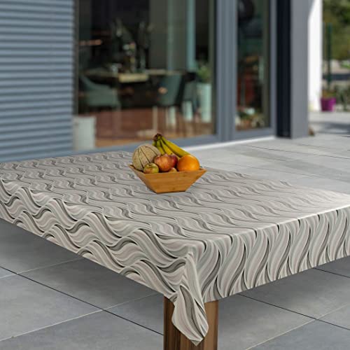 laro Wachstuch-Tischdecke Abwaschbar Garten-Tischdecke Wachstischdecke PVC Plastik-Tischdecken Eckig Meterware Wasserabweisend Abwischbar AS, Muster:Sahara Grau Rosa Schwarz, Größe:140x220 von laro