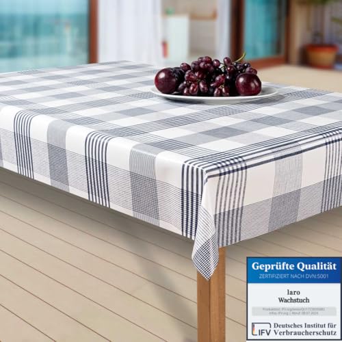laro Wachstuch-Tischdecke Abwaschbar Garten-Tischdecke Wachstischdecke PVC Plastik-Tischdecken Eckig Meterware Wasserabweisend Abwischbar EZ, Muster:Karo. anthrazit/grau, Größe:110x220 von laro
