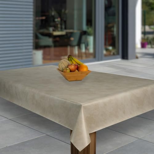 laro Wachstuch-Tischdecke Abwaschbar Garten-Tischdecke Wachstischdecke PVC Plastik-Tischdecken Eckig Meterware Wasserabweisend Abwischbar G03, Muster:Beige Grau Metallic, Größe:100x220 von laro