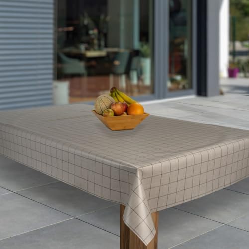 laro Wachstuch-Tischdecke Abwaschbar Garten-Tischdecke Wachstischdecke PVC Plastik-Tischdecken Eckig Meterware Wasserabweisend Abwischbar G03, Muster:Karo Schwarz Beige, Größe:140x180 von laro