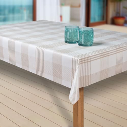 laro Wachstuch-Tischdecke Abwaschbar Garten-Tischdecke Wachstischdecke PVC Plastik-Tischdecken Eckig Meterware Wasserabweisend Abwischbar G03, Muster:Streifen Weiss-braun, Größe:118x160 cm von laro