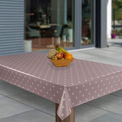 laro Wachstuch-Tischdecke Abwaschbar Garten-Tischdecke Wachstischdecke PVC Plastik-Tischdecken Eckig Meterware Wasserabweisend Abwischbar G07, Muster:Pink Punkte, Größe:100x240 von laro