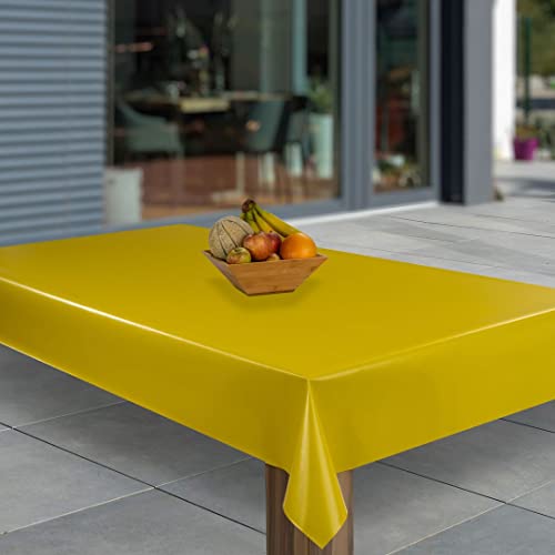 laro Wachstuch-Tischdecke Abwaschbar Garten-Tischdecke Wachstischdecke PVC Plastik-Tischdecken Eckig Meterware Wasserabweisend Abwischbar GAC, Muster:Gelb Metallic, Größe:80x80 von laro