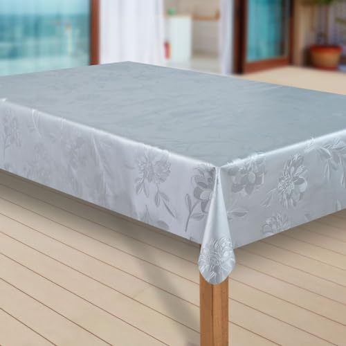 laro Wachstuch-Tischdecke Abwaschbar Garten-Tischdecke Wachstischdecke PVC Plastik-Tischdecken Eckig Meterware Wasserabweisend Abwischbar GAE, Muster:Dhalia Silber, Größe:130x160 cm laro Wachstuch-Tischdecke Abwaschbar Garten-Tischdecke Wachstischdecke PVC Plastik-Tischdecken Eckig Meterware Wasserabweisend Abwischbar GAE, Muster:Dhalia Silber, Größe:130x160 cm von laro