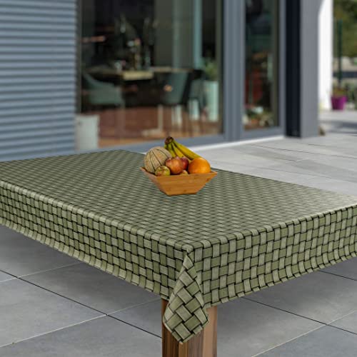laro Wachstuch-Tischdecke Abwaschbar Garten-Tischdecke Wachstischdecke PVC Plastik-Tischdecken Eckig Meterware Wasserabweisend Abwischbar GAE, Muster:Grün Raster 3D, Größe:140x140 von laro
