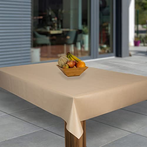 laro Wachstuch-Tischdecke Abwaschbar Wachstischdecke PVC Plastik-Tischdecken Eckig Meterware Abwischbar, Muster:Geprägt Beige, Größe:90x120 von laro