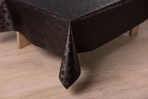laro Wachstuch-Tischdecke Abwaschbar Wachstischdecke PVC Plastik-Tischdecken Eckig Meterware Abwischbar, Muster:Geprägt Schwarz, Größe:140x120 von laro