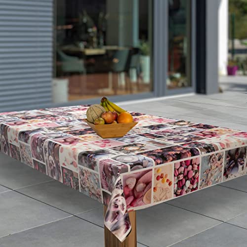 laro Wachstuch-Tischdecke Abwaschbar Wachstischdecke PVC Plastik-Tischdecken Eckig Meterware Abwischbar, Muster:Macarons Rose Rot, Größe:100x100 von laro
