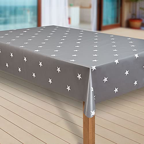 laro Wachstuch-Tischdecke Sterne Weihnachten Weihnachts-Motive PVC Wachstischdecke Eckig Meterware Wasserabweisend Abwischbar |20|, Muster:Sterne grau-Weiss, Größe:100x100 cm von laro