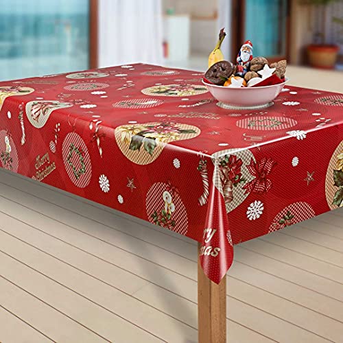 laro Wachstuch-Tischdecke Sterne Weihnachten Weihnachts-Motive PVC Wachstischdecke Eckig Meterware Wasserabweisend Abwischbar |20|, Muster:Weihnachtsglocke Stern, Größe:110-200 cm von laro