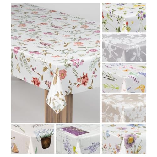 laro Wachstuch-Tischdecke Wachstischdecke Gartentischdecke, Muster:Blumen Ranken Bunt, Größe:140x220 von laro