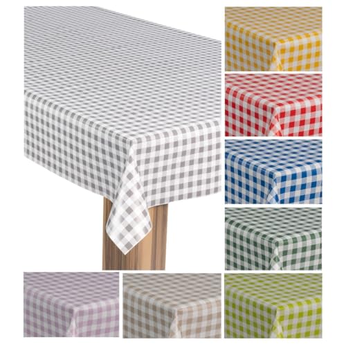 laro Wachstuch-Tischdecke Wachstischdecke Gartentischdecke, Muster:Grau Schwarz Kariert Karo, Größe:118x220 von laro