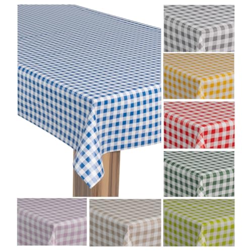 laro Wachstuch-Tischdecke Wachstischdecke Gartentischdecke, Muster:Karo Kariert Blau Weiß, Größe:100x260 von laro