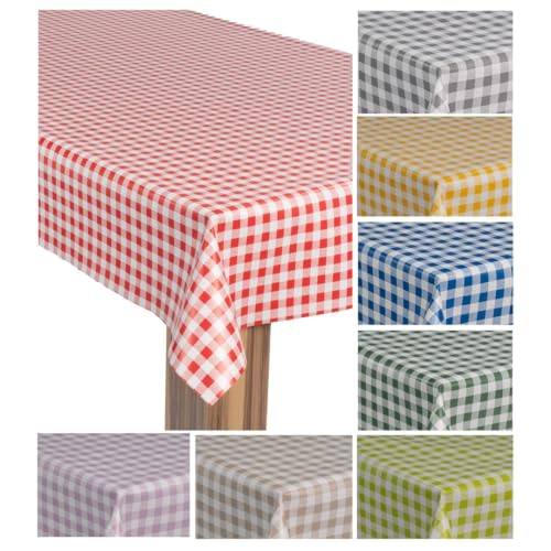 laro Wachstuch-Tischdecke Wachstischdecke Gartentischdecke, Muster:Karo Kariert Rot Weiß, Größe:140x400 von laro