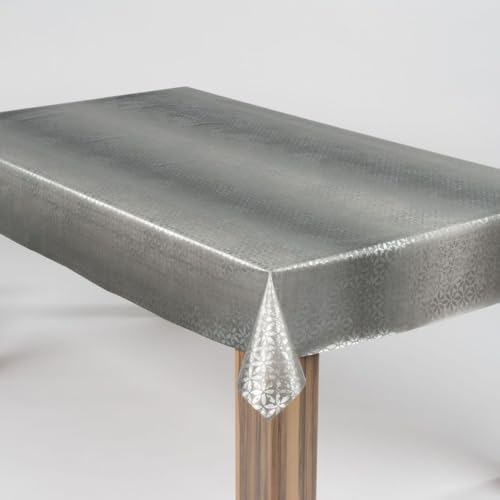 laro Wachstuch-Tischdecke Wachstischdecke Gartentischdecke Blumen Hochglanz Grau, Muster:Blumen Hochglanz Grau, Größe:100x200 von laro