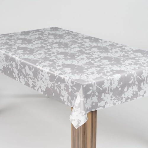 laro Wachstuch-Tischdecke Wachstischdecke Gartentischdecke Blumen Ornament Grau, Muster:Blumen Ornament Grau, Größe:130x160 von laro
