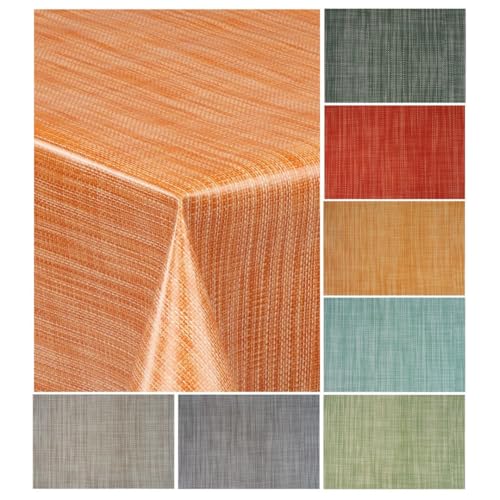 laro Wachstuch-Tischdecke Wachstischdecke Gartentischdecke Leinenoptik, Muster:Leinenoptik Orange Bronze, Größe:118x300 von laro
