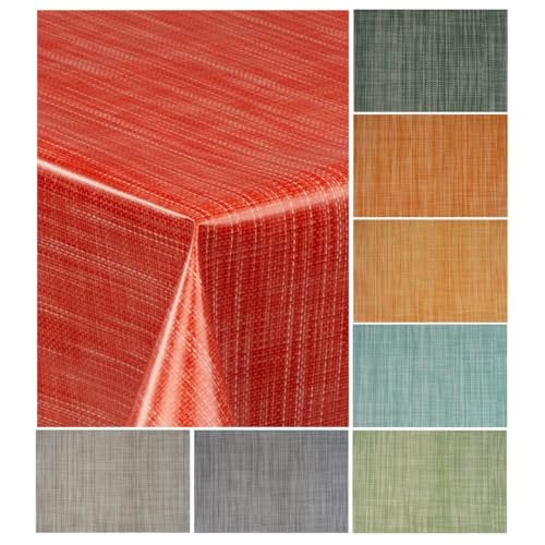 laro Wachstuch-Tischdecke Wachstischdecke Gartentischdecke Leinenoptik, Muster:Leinenoptik Rot Orange, Größe:100x120 von laro