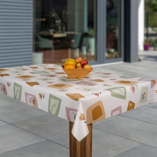Wachstuch-Tischdecke Wachstischdecke Tischwäsche Abwaschbar Wachstuchdecke G11, Muster:Blumen weiß beige grün, Größe:100x180 von laro