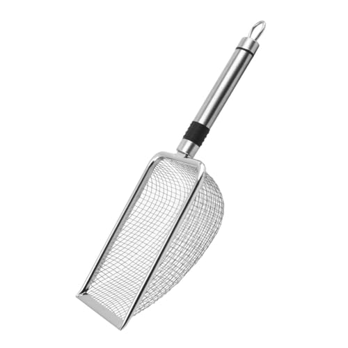 lasenersm 1 x Katzenstreuschaufel, Edelstahl-Mesh-Schaufel, Netzschaufel, Strand-Mesh-Schaufel, Streureiniger, Schaufel, Katzenstreuschaufel, Sandschaufel (Silber, 3,8 mm Netz) von lasenersm
