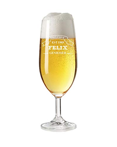 laser-diele Leonardo Bierglas mit Gravur - Personalisiertes Geschenk für Männer - Bierglas mit Namen 360 ml - Geschenk zum Vatertag und Geburtstag - Exclusive von laser-diele