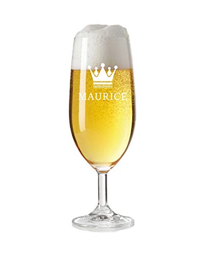 laser-diele Leonardo Bierglas mit Gravur - Personalisiertes Geschenk für Männer - Bierglas mit Namen 360 ml - Geschenk zum Vatertag und Geburtstag - Krone von laser-diele