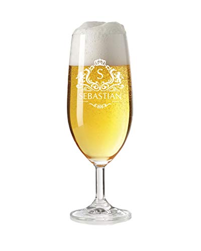 laser-diele Leonardo Bierglas mit Name - Geschenkidee zum Geburtstag – Personalisiertes Bierglas mit Gravur – Geschenk für Mann – Bier Geschenk - Wappen von laser-diele