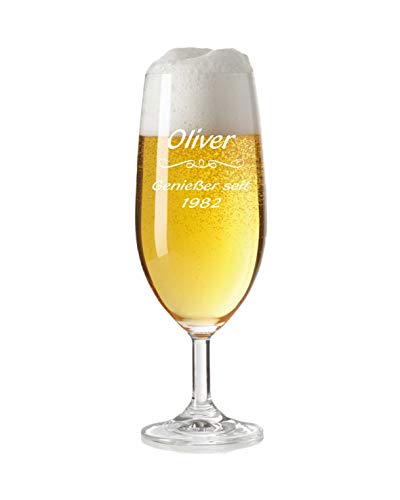 laser-diele Leonardo Bierglas mit Gravur - Personalisiertes Geschenk für Männer - Bierglas mit Namen 360 ml - Geschenk zum Vatertag und Geburtstag - Genießer von laser-diele