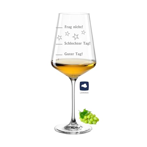 laser-diele Leonardo Puccini Weinglas mit Gravur als Geburtstagsgeschenk – Geschenke für Frauen – Stimmungsglas – Weißwein – Guter Tag Schlechter Tag von laser-diele