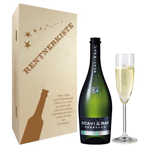 laser-diele Sektglas – Geschenkset – Sektglas mit Gravur – Sekt Geschenksets – Geschenk zur Rente – Ruhestand – Sekt – Rentnerkiste von laser-diele