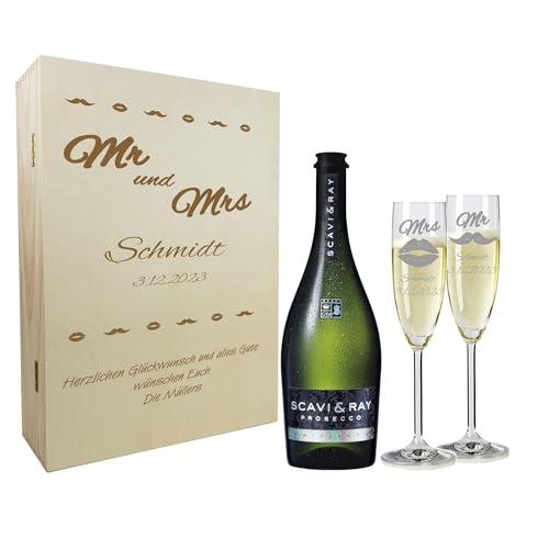 laser-diele Geschenk zur Hochzeit – Sekt Geschenksets – Sektglas mit Gravur – Geschenke für Paare – Sekt – Mr & Mrs von laser-diele