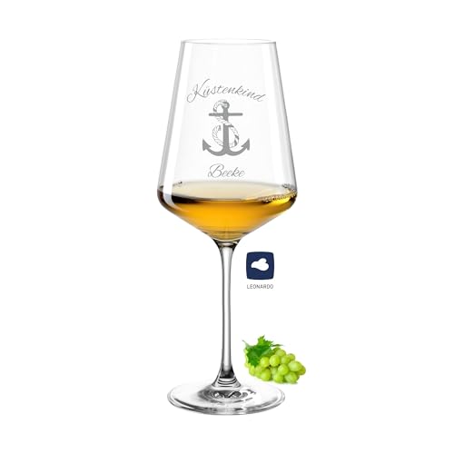 laser-diele Leonardo Puccini Weinglas mit Gravur als Geburtstagsgeschenk – Personalisiertes Weinglas - Muttertagsgeschenk - Weißwein - Küstenkind von laser-diele