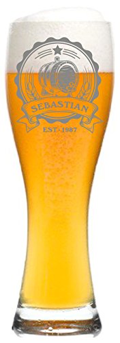 laser-diele Leonardo Weizenglas mit Gravur - Ideales Vatertagsgeschenk für Papa - 0,5l - Personalisiertes Bierglas mit Gravur - Weizenbierglas - Bierwappen von laser-diele