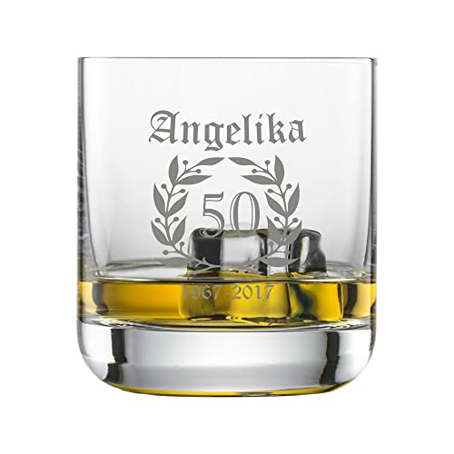 laser-diele Whiskyglas mit Name - Geschenkidee zum Geburtstag – Personalisiertes Whiskyglas mit Gravur – Geschenk für Männer und Frauen – Lorbeerkranz von laser-diele