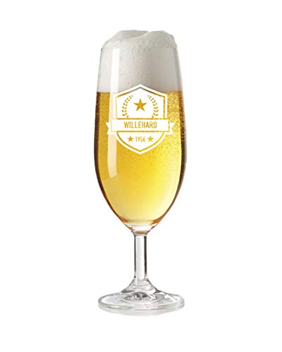 laser-diele Leonardo Bierglas mit Name - Geschenkidee zum Geburtstag – Personalisiertes Bierglas mit Gravur – Geschenk für Mann – Bier Geschenk - Stars von laser-diele