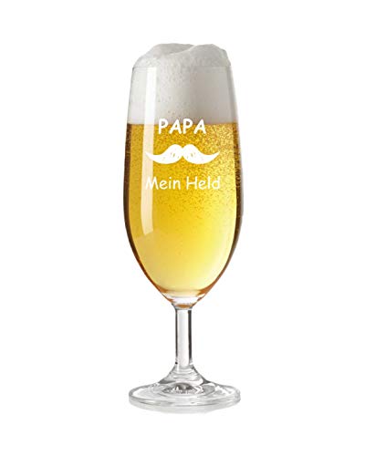 laser-diele Leonardo Bierglas mit Gravur - Geschenkidee zum Geburtstag – Vatertagsgeschenk - Geschenk für Mann – Bier Geschenk – Papa Mein Held von laser-diele