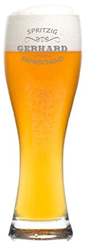 laser-diele Leonardo Weizenglas mit Name - Geschenkidee zum Geburtstag – Personalisiertes Bierglas mit Gravur - Geschenk für Mann - Vatertagsgeschenk - Spritzig Erfrischend von laser-diele