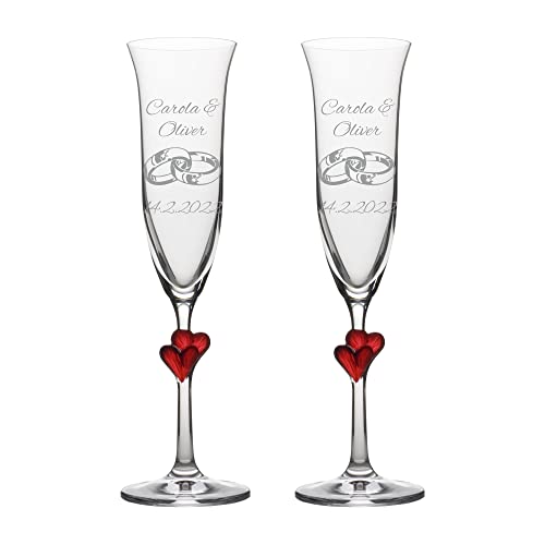 laser-diele Sektgläser mit Gravur - Geschenk zur Hochzeit - Personalisierte Sektgläser – Geschenke für Paare – L'Amour (Ringe) von laser-diele