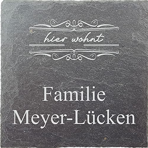 laser-diele Türschild mit Namen – Personalisiertes Namensschild Haustür – Türschild Familie – Haustürschild aus Schiefer – Ornament 1 von laser-diele
