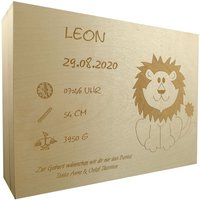Holzkiste Mit Gravur - Erinnerungsbox Name Personalisierte Erinnerungskiste Holz Geschenk Zur Geburt Taufgeschenke Löwe von laserdiele