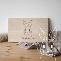 Mädchengeschenk Hase/Frühstücksbrett Personalisiert Mit Name Osternest Füllen Geschenk Taufe Ostergeschenk Schneidebrett Holz von laserheldenshop