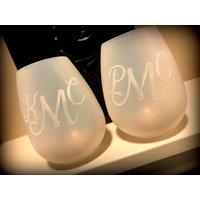 Set Mit 2 Benutzerdefinierten Monogramm Silikon Weinbecher - Strandbecher Hochzeitsgeschenk Silikonbecher Geschenk Andere Farben Erhältlich von laserprintedproducts