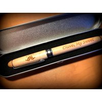 stift Aus Weidenholz Mit Gravur - Geschenkbox Zur Aufbewahrung 9 Jahre Jubiläumsgeschenk von laserprintedproducts